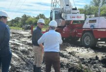 Colonia Popular avanzan las obras para reparar la línea de alta tensión dañada por el tornado